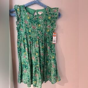 NWT girls Cat & Jack Green Floral Dress w/ ruffle shoulders and keyhole back